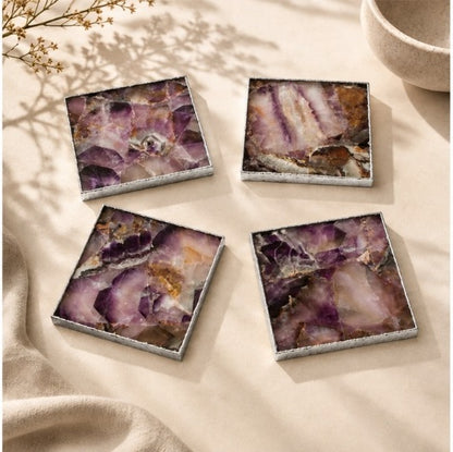 Amethyst Square Coasters – Set of 4