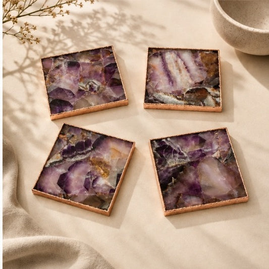 Amethyst Square Coasters – Set of 4