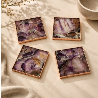 Amethyst Square Coasters – Set of 4