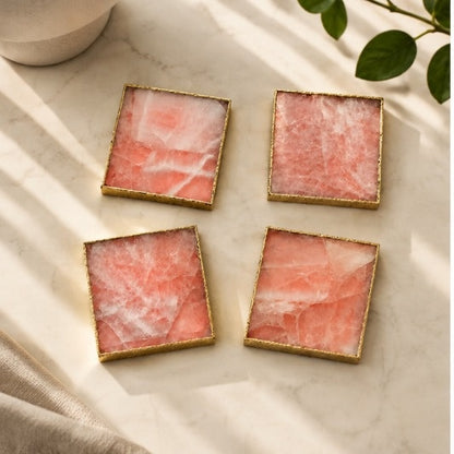 Rose Quartz Square Coasters – Set of 4