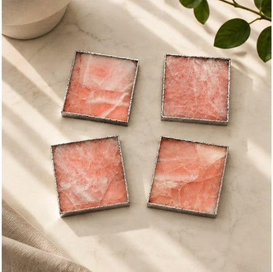 Rose Quartz Square Coasters – Set of 4