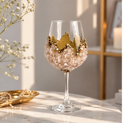 Rose Quartz Crystal Wine Glass