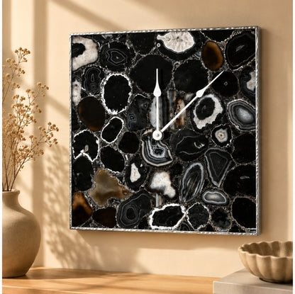 Black Agate Square Wall Clock