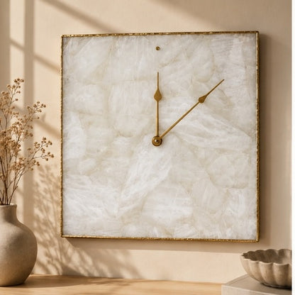 White Agate Square Wall Clock
