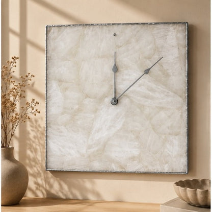 White Agate Square Wall Clock