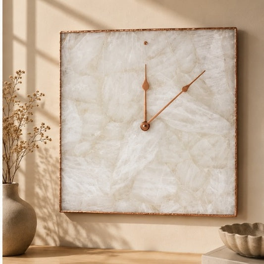 White Agate Square Wall Clock