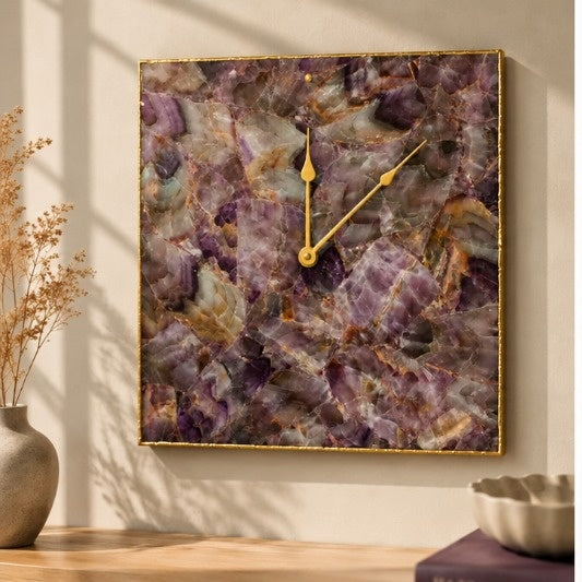 Amethyst Agate Square Wall Clock