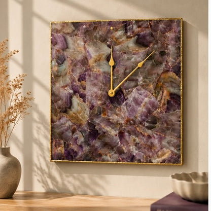 Amethyst Agate Square Wall Clock