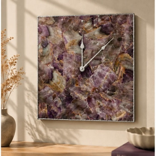 Amethyst Agate Square Wall Clock
