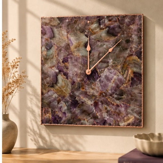 Amethyst Agate Square Wall Clock