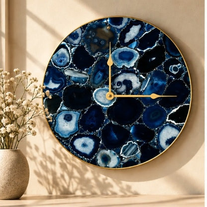 Blue Agate Circular Wall Clock