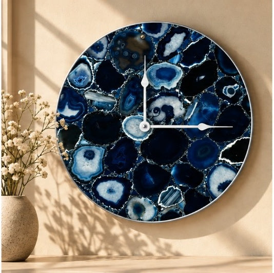 Blue Agate Circular Wall Clock
