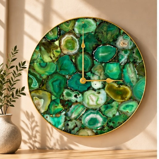 Light Green Agate Circular Wall Clock