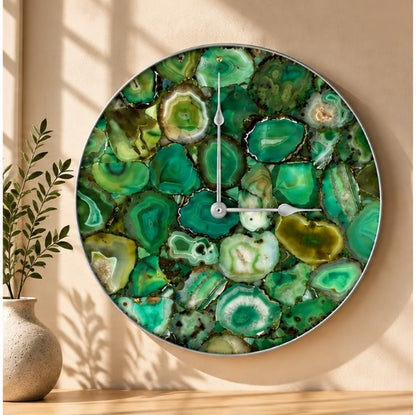 Light Green Agate Circular Wall Clock