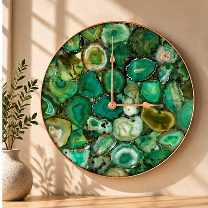 Light Green Agate Circular Wall Clock