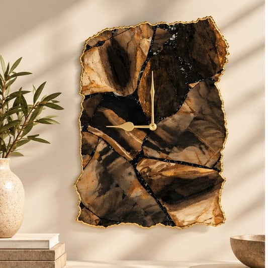 Large picture jasper wall clock in the gold finish