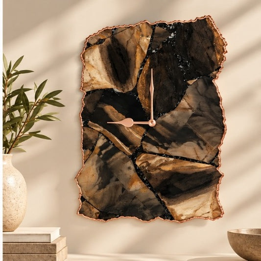 Large picture jasper wall clock in the rose gold finish