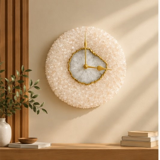 Peach Crystal Agate Wall Clock – 10 Inch