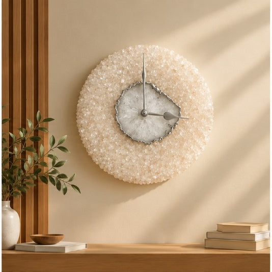 Peach Crystal Agate Wall Clock – 10 Inch