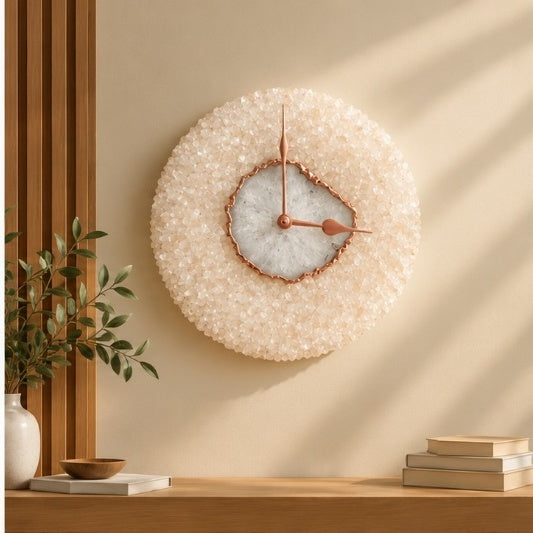 Peach Crystal Agate Wall Clock – 10 Inch