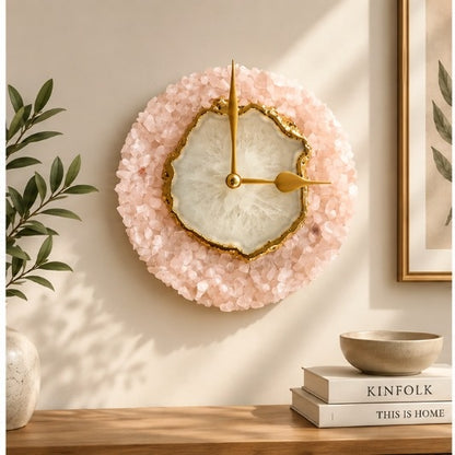 Peach Crystal Agate Wall Clock – 6 Inch