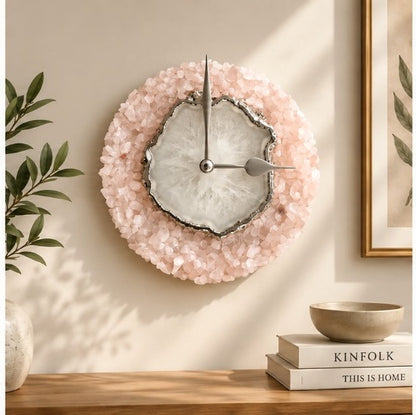 Peach Crystal Agate Wall Clock – 6 Inch
