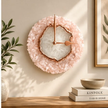Peach Crystal Agate Wall Clock – 6 Inch