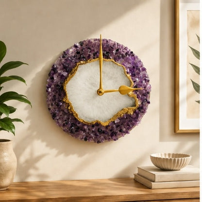Purple Crystal Agate Wall Clock – 6 Inch