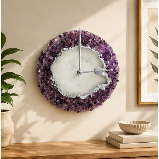 Purple Crystal Agate Wall Clock – 6 Inch