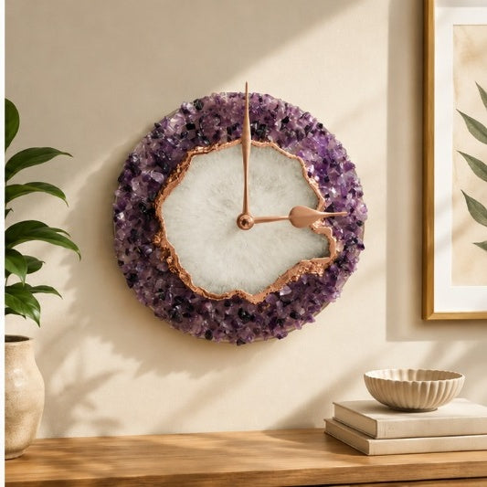 Purple Crystal Agate Wall Clock – 6 Inch