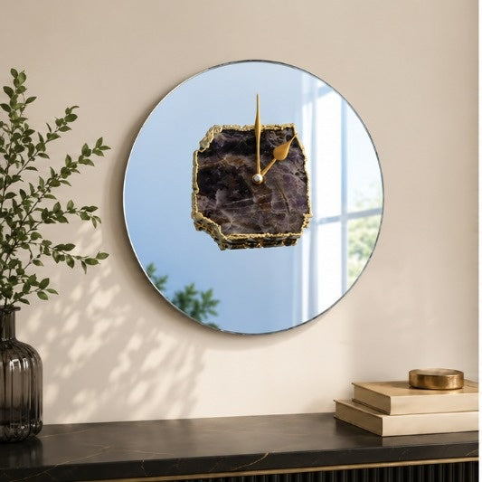 Amethyst Mirror Agate Wall Clock – 10 Inch