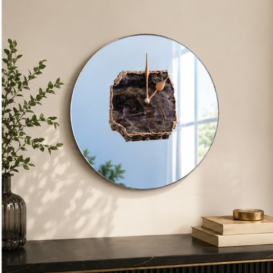 Amethyst Mirror Agate Wall Clock – 10 Inch