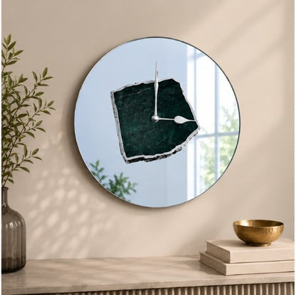 Green Aventurine Mirror Wall Clock – 10 Inch