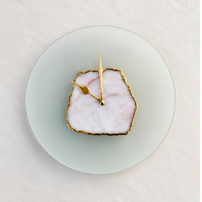 Frosted Glass White Agate Wall Clock – 10 Inch