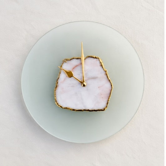 Frosted Glass White Agate Wall Clock – 10 Inch