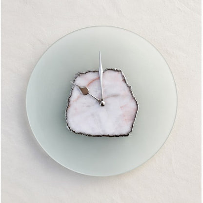 Frosted Glass White Agate Wall Clock – 10 Inch