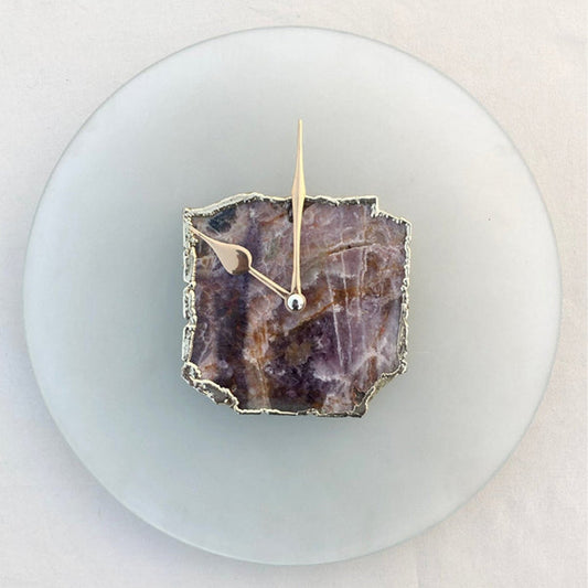 10 " Frosted Glass Amethyst Wall Clock/Personalised Momento