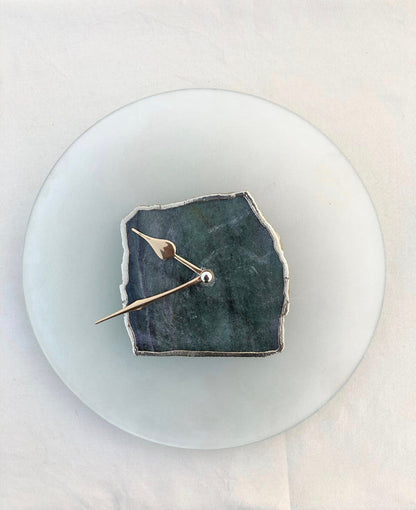 10 " Frosted Glass Green Aventurine Wall Clock/Personalised Momento