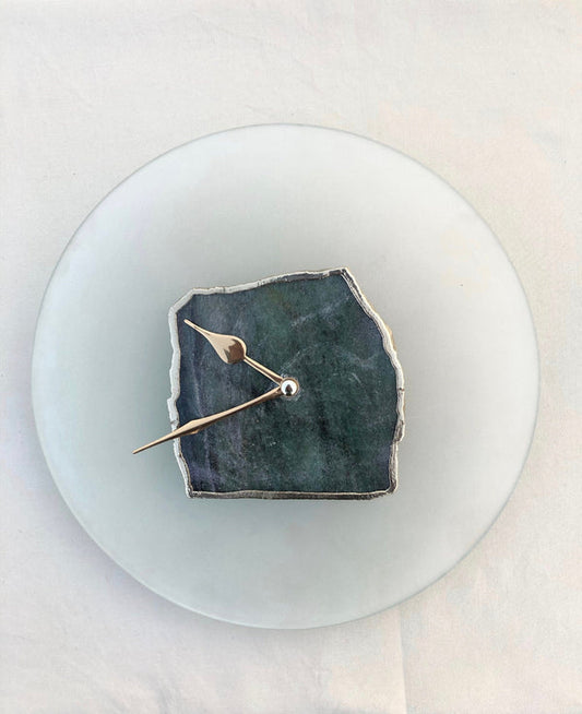 10 " Frosted Glass Green Aventurine Wall Clock/Personalised Momento
