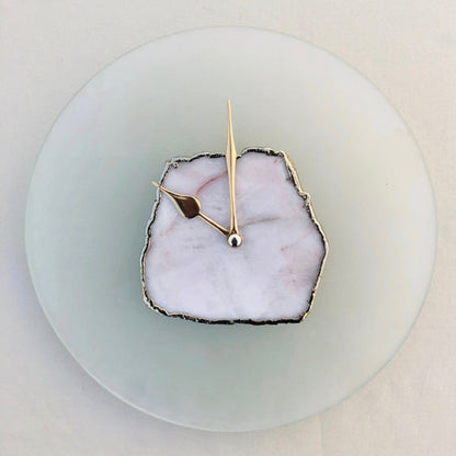 10 " Frosted Glass White Agate Wall Clock/Personalised Momento