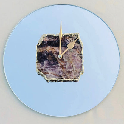 10 " Mirror Amethyst Wall Clock/Personalised Momento