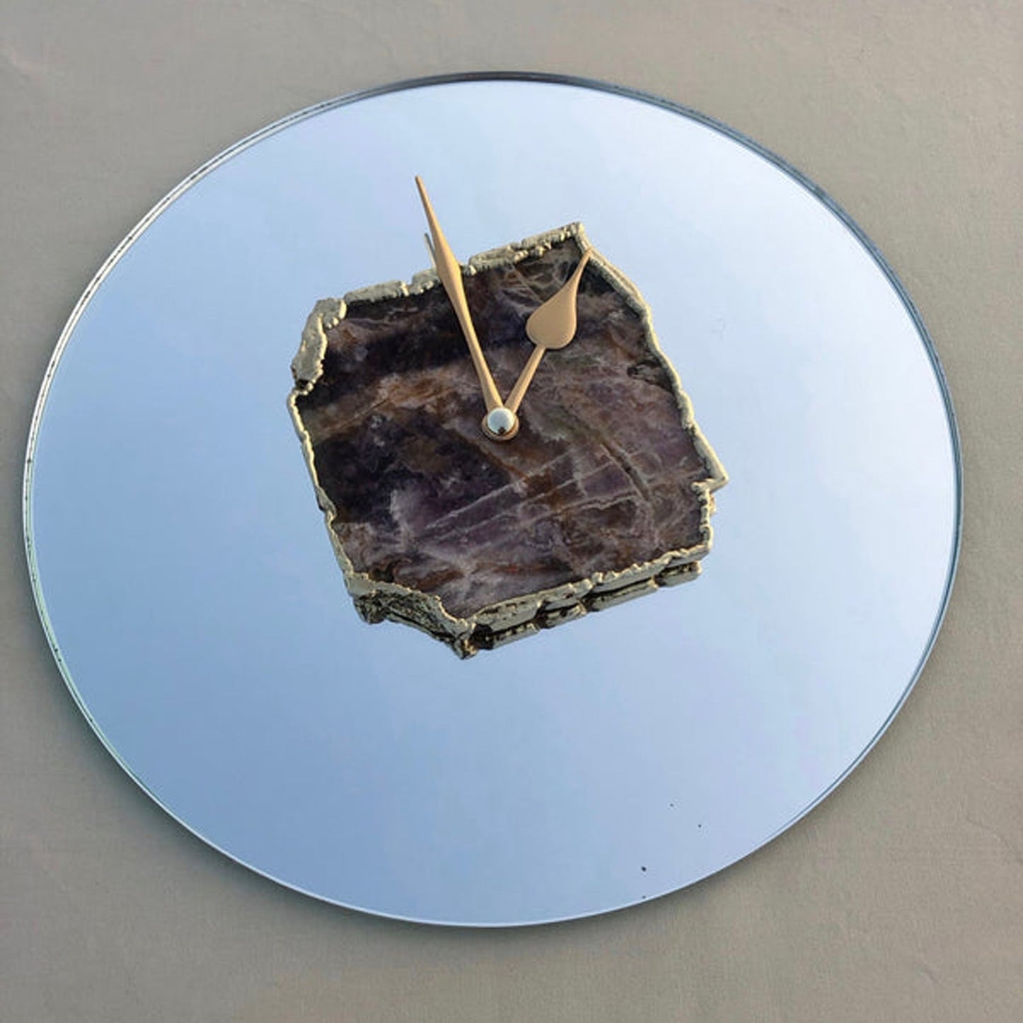 10 " Mirror Amethyst Wall Clock/Personalised Momento
