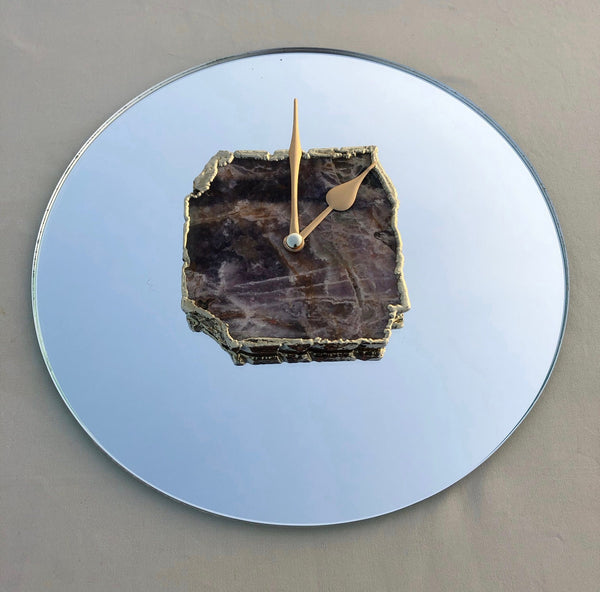 10 " Mirror Amethyst Wall Clock/Personalised Momento
