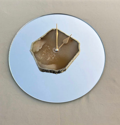10 " Mirror Mustard Yellow Agate Wall Clock/Personalised Momento