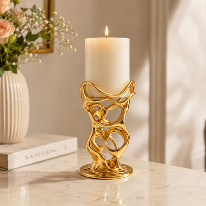 Swirl Sculptural Pillar Candle Holder