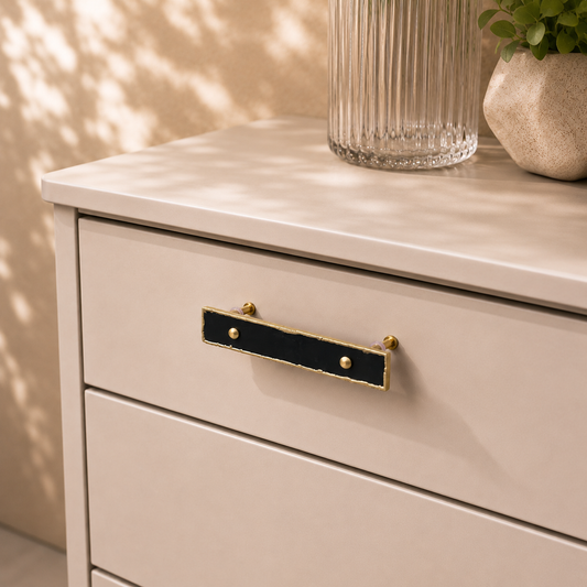 Black Agate Cabinet Handle - Set of 4 (Gold Finish)
