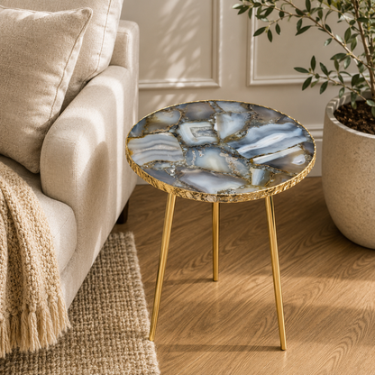 Banded Agate Round Side Table