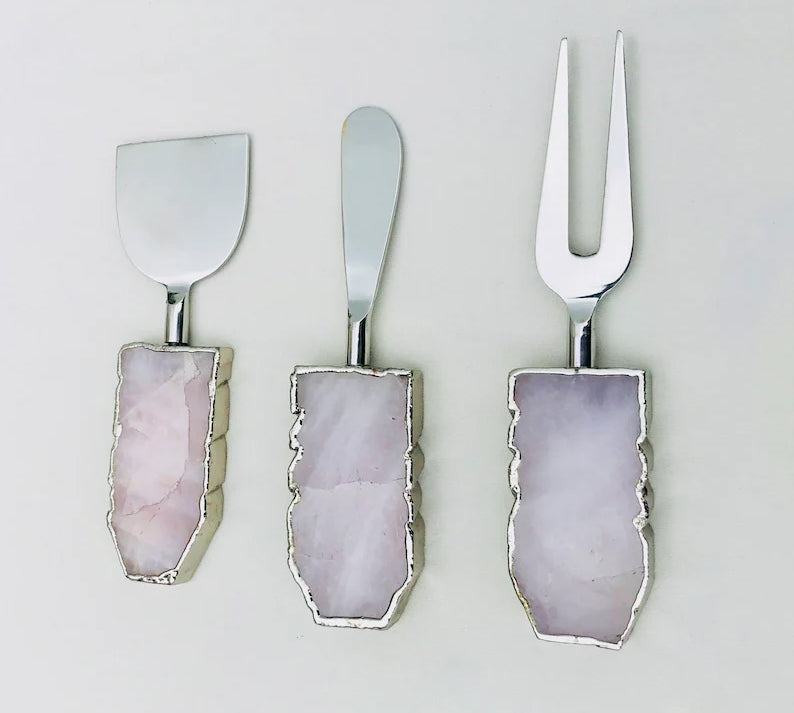 Rose Quartz Rectangle Cheese Serving Set