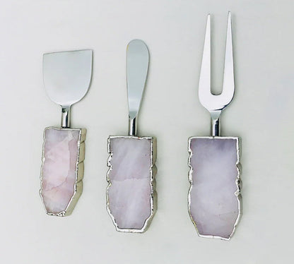 Rose Quartz Rectangle Cheese Serving Set