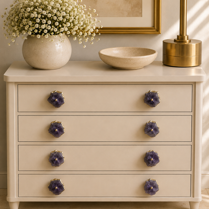 Amethyst Crystal Cabinet Knobs - Set of 6